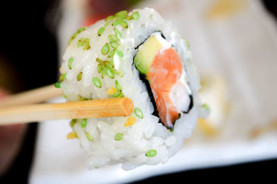Close-up of sushi in plate
