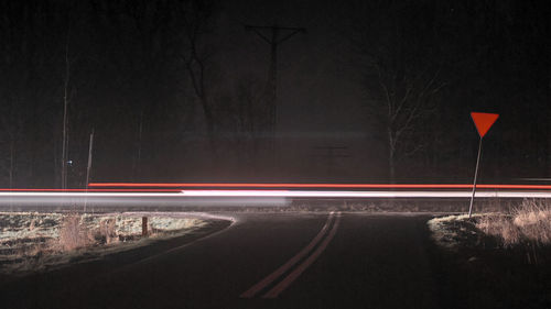 Light trails on street at night