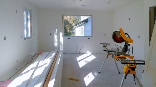 Low angle view of empty chairs at home