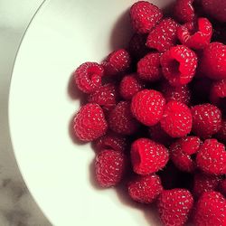 Directly above shot of strawberries in bowl