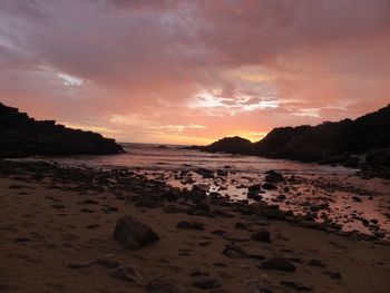 Scenic view of sea at sunset