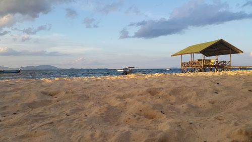Scenic view of beach against sky