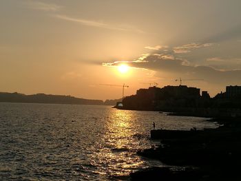 Scenic view of sunset over sea