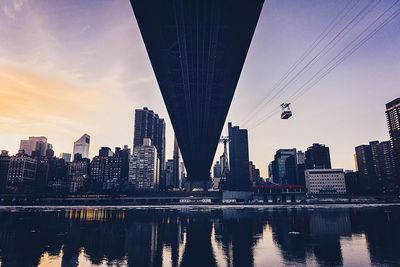 Downtown district of roosevelt island at dusk