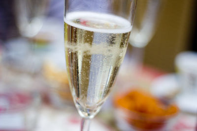 Close-up of beer in glass
