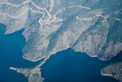 Aerial view of frozen lake