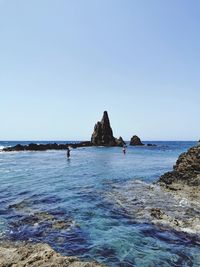 Scenic view of sea against clear sky