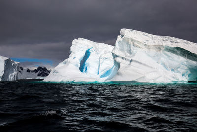 Scenic view of frozen sea against sky