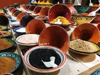 High angle view of various food for sale