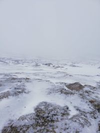 Scenic view of sea against clear sky during winter