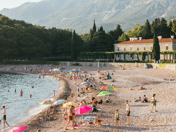 Scenic view of lake and mountains