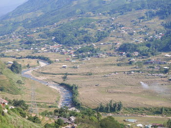 High angle view of agricultural field