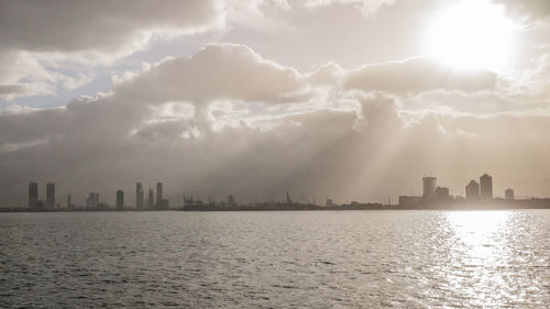 Panoramic view of city buildings against sky