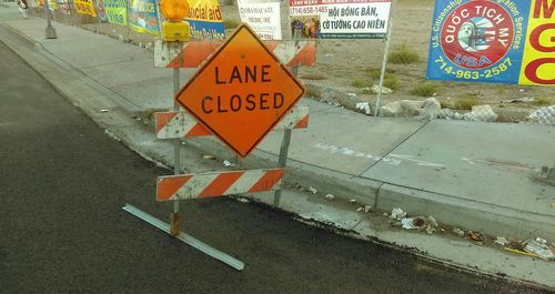 Sign board on road