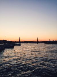 Scenic view of sea against sky at sunset