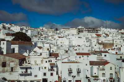 High angle view of townscape against sky