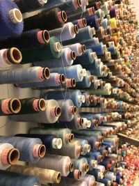 Full frame shot of colorful thread spools