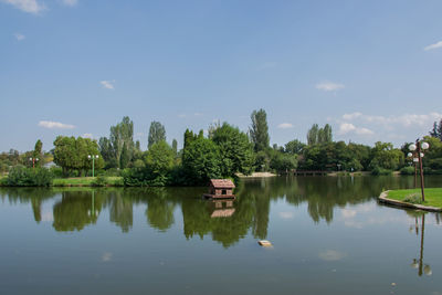 Scenic view of lake against sky