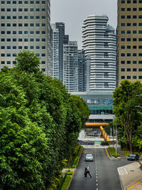 High angle view of buildings in city