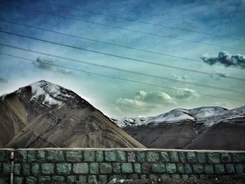 Scenic view of snow covered mountains