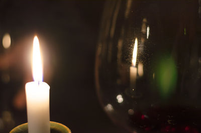 Close-up of illuminated candle