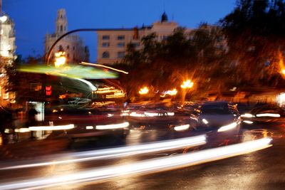 Traffic on road at night