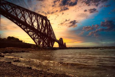 Bridge over sea during sunset