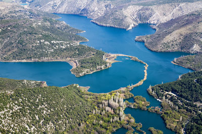 Aerial view of the confluence of krka and cikola river