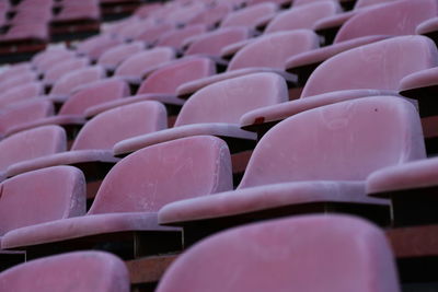 Full frame shot of empty chairs at stadium