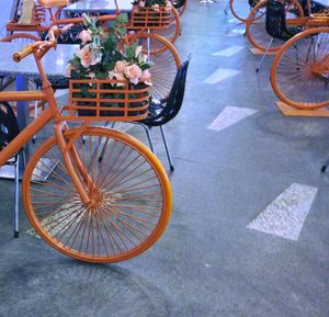 High angle view of bicycle on street