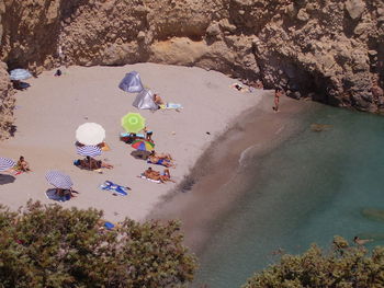 High angle view of people at beach