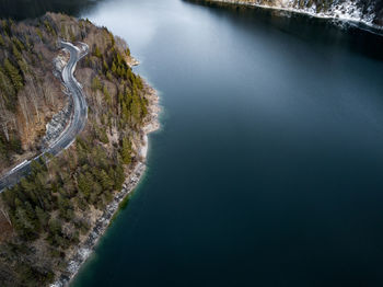 High angle view of rocks by sea