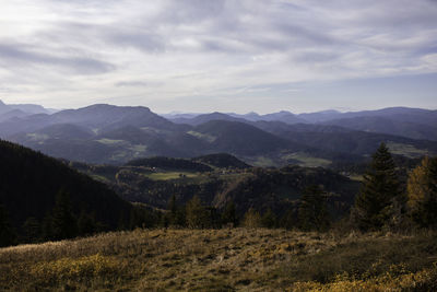 Scenic view of mountains against sky