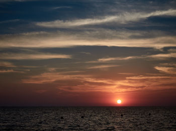 Scenic view of sea against dramatic sky