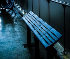 High angle view of empty bench