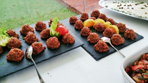 Close-up of food on table