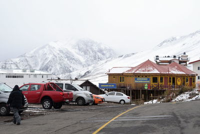 Cars on road in winter