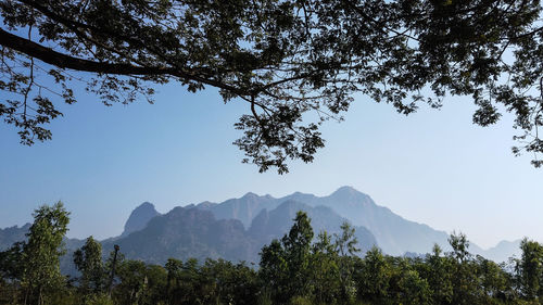 Scenic view of mountains against clear sky