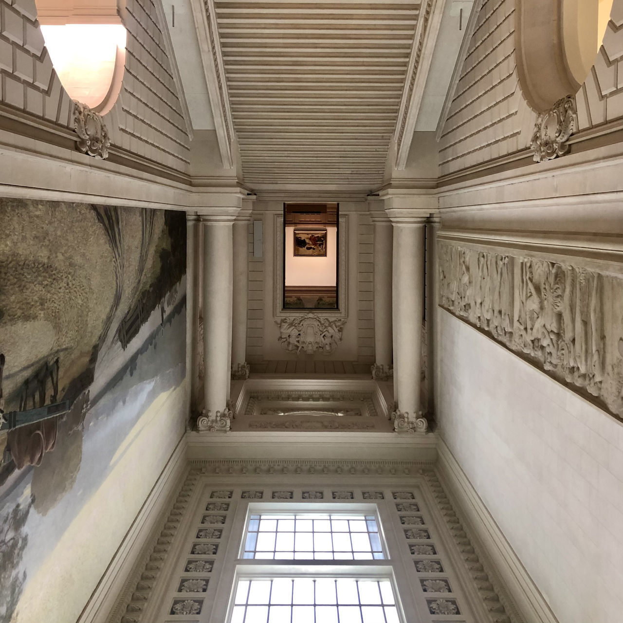 DIRECTLY BELOW SHOT OF CEILING OF BUILDING