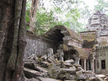 Low angle view of old ruin building