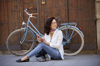 Bicycle parked on street