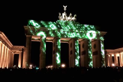 Facade of temple at night