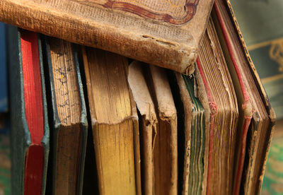 Close-up of old books