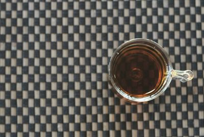 High angle view of coffee on table