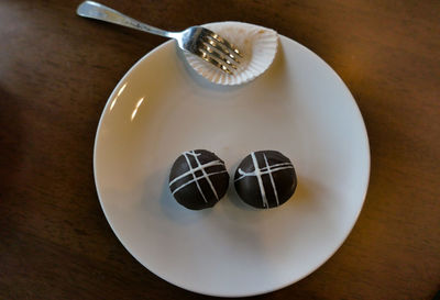 High angle view of breakfast on table