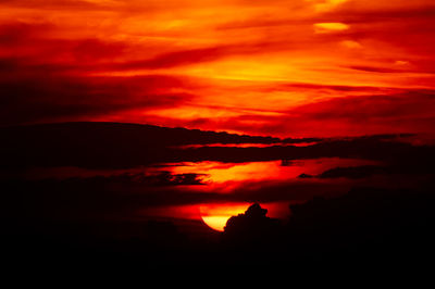 Scenic view of dramatic sky during sunset