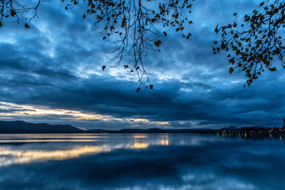 Scenic view of lake against sky