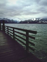 Scenic view of mountains against cloudy sky