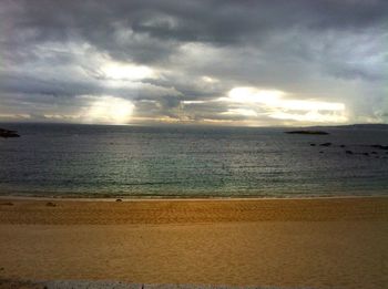 Scenic view of sea against cloudy sky