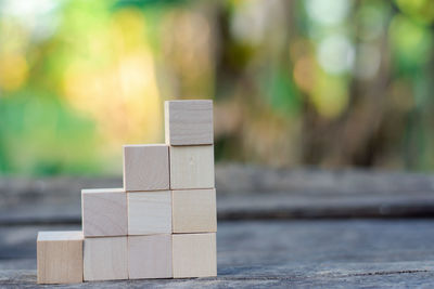 Close-up of wooden blocks on table